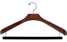 18" Walnut Wood Suit Hanger W/ Flocked Bar