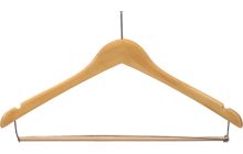 17" Natural Wood Anti-Theft Suit Hanger W/ Locking Bar & Notches