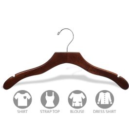 what we want WOODHANGER ウォルナット Save on Wavy Walnut Wood Coat Hanger With Chrome Hook - 17