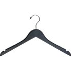 17" Black Wood Top Hanger W/ Notches & Rubber Strips
