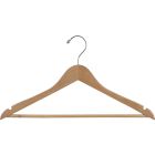17" Rubber Coated Natural Wood Suit Hanger W/ Suit Bar & Notches
