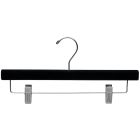 14" Black Flocked Wood Bottom Hanger W/ Clips