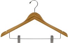 17" Bamboo Combo Hanger W/ Clips & Notches