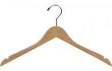 17" Natural Wood Slim Line Top Hanger W/ Notches