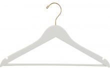 17" White Wood Suit Hanger W/ Suit Bar & Notches