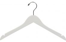 17" White Wood Slim Line Top Hanger W/ Notches