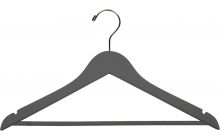 17" Rubber Coated Gray Wood Suit Hanger W/ Suit Bar & Notches