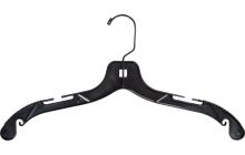 17" Black Plastic Top Hanger W/ Notches & Rubber Strips
