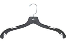 17" Matte Gray Plastic Top Hanger W/ Notches & Rubber Strips
