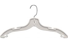 17" Matte White Plastic Top Hanger W/ Notches