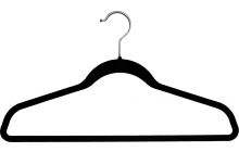17 5/8" Black Slim-Line Flock Suit Hanger W/Flocked Bar