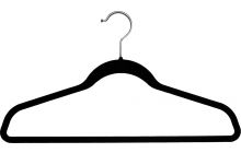 17 5/8" Black Slim-Line Flock Suit Hanger W/Flocked Bar