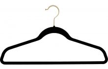 17" Black Flocked Plastic Suit Hanger W/ Flocked Bar