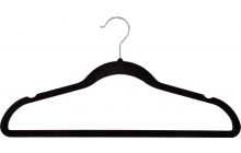17 5/8" Black Slim-Line Flock Suit Hanger W/ Flocked Bar & Notches