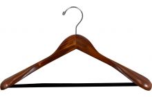17.5" Walnut Wide Shoulder Suit Hanger W/ Flocked Bar