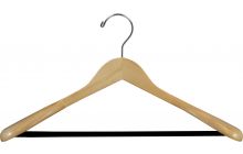 17.5" Natural Wide Shoulder Suit Hanger W/ Flocked Bar