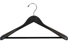 17.5" Matte Black Wide Shoulder Suit Hanger W/ Flocked Bar
