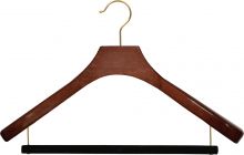 18" Walnut Wood Suit Hanger W/ Flocked Bar