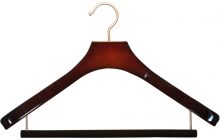 18" Cherry Wood Suit Hanger W/ Flocked Bar