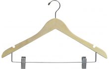 17" Unfinished Wood Combo Hanger W/ Clips & Notches