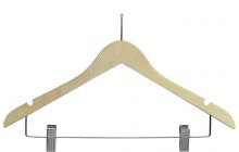 17" Unfinished Wood Anti-Theft Combo Hanger W/ Clips & Notches