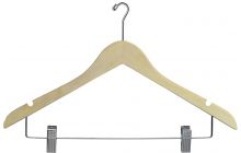 17" Unfinished Wood Anti-Theft Combo Hanger W/ Clips & Notches