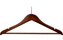 17" Cherry Wood Anti-Theft Suit Hanger W/ Suit Bar & Notches