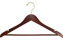 17" Walnut Wood Suit Hanger W/ Suit Bar & Notches