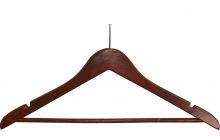 17" Walnut Wood Anti-Theft Suit Hanger W/ Suit Bar & Notches