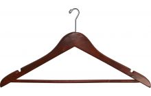 17" Walnut Wood Anti-Theft Suit Hanger W/ Suit Bar & Notches