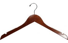 17" Walnut Wood Top Hanger W/ Notches & Rubber Strips