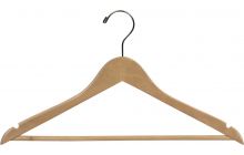 17" Natural Wood Suit Hanger W/ Suit Bar & Notches