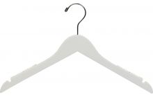 17" White Wood Top Hanger W/ Notches & Rubber Strips