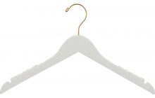 17" White Wood Top Hanger W/ Notches & Rubber Strips