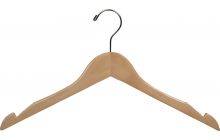 17" Natural Wood Top Hanger W/ Countersunk Hook & Rubber Strips