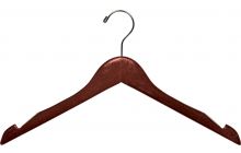 17" Walnut Wood Top Hanger W/ Countersunk Hook & Rubber Strips