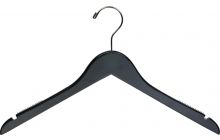 17" Black Wood Top Hanger W/ Notches & Rubber Strips