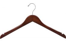 15.5" Walnut Wood Top Hanger W/ Notches & Rubber Strips