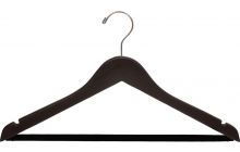 17" Espresso Wood Suit Hanger W/ Flocked Bar & Notches