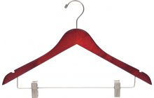 17" Cherry Wood Combo Hanger W/ Clips & Notches