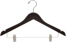 17" Espresso Wood Combo Hanger W/ Clips & Notches