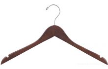 17" Rubber Coated Walnut Wood Top Hanger W/ Notches