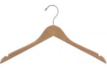 17" Rubber Coated Natural Wood Top Hanger W/ Notches