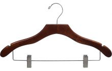 17" Walnut Wood Combo Hanger W/ Clips & Notches