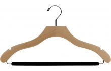 17" Natural Wood Suit Hanger W/ Flocked Bar & Notches