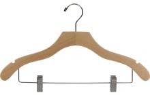 17" Natural Wood Combo Hanger W/ Clips & Notches