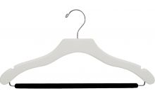 17" White Wood Suit Hanger W/ Flocked Bar & Notches