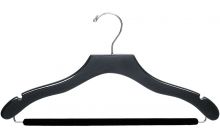 17" Black Wood Suit Hanger W/ Flocked Bar & Notches