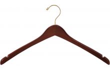 17" Walnut Wood Top Hanger W/ Notches