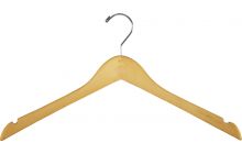 17" Rubber Coated Natural Wood Top Hanger W/ Notches
